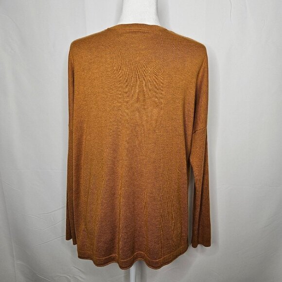 J. Jill Size Small Drop Shoulder Wool Silk Sweater Lagenlook Oversized Gold - Picture 3 of 12